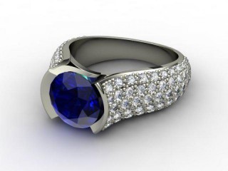 Natural Blue Sapphire and Diamond Ring. 18ct White Gold-01-0547-9003