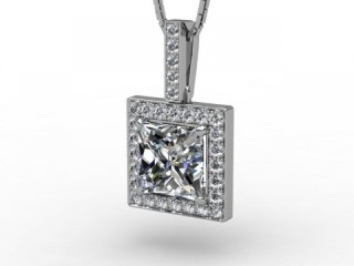 0.73cts. Certified Princess-Cut Diamond Halo Pendant & Chain - 3
