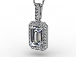0.82cts. Certified Emerald-Cut Diamond Halo Pendant & Chain - 3