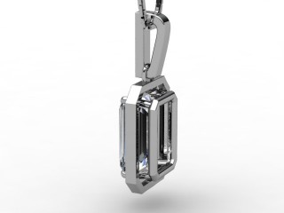 0.82cts. Certified Emerald-Cut Diamond Halo Pendant & Chain - 6