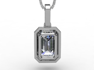 0.82cts. Certified Emerald-Cut Diamond Halo Pendant & Chain - 9