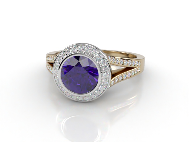 Natural Amethyst and Diamond Ring. 18ct Yellow Gold