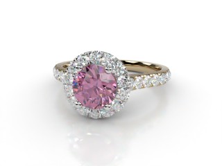 Natural Pink Sapphire and Diamond Halo Ring. Hallmarked 18ct. Yellow Gold-01-2824-8944