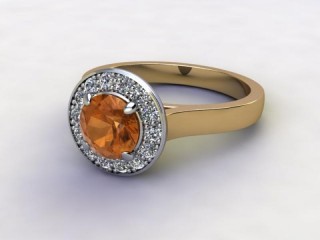 Natural Golden Citrine and Diamond Halo Ring. Hallmarked 18ct. Yellow Gold-01-2833-8942