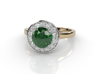 Natural Green Tourmaline and Diamond Halo Ring. Hallmarked 18ct. Yellow Gold-01-2851-8942