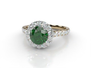 Natural Green Tourmaline and Diamond Halo Ring. Hallmarked 18ct. Yellow Gold-01-2851-8944