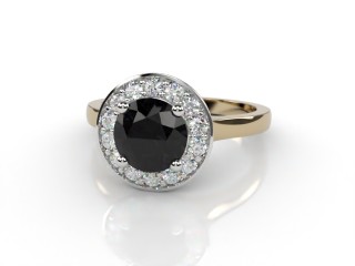 Natural Black Diamond and Diamond Halo Ring. Hallmarked 18ct. Yellow Gold-01-2860-8942