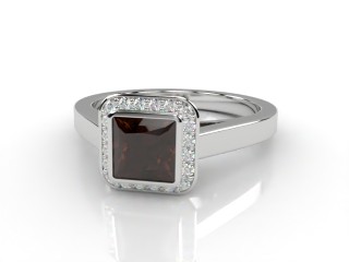 Natural Chocolate Quartz and Diamond Ring. Platinum (950)-02-0139-9007
