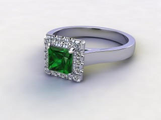 Natural Green Tourmaline and Diamond Halo Ring. Hallmarked Platinum (950)-02-0151-8914