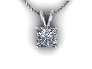 Platinum Princess-Cut Diamond Pendant  - 6