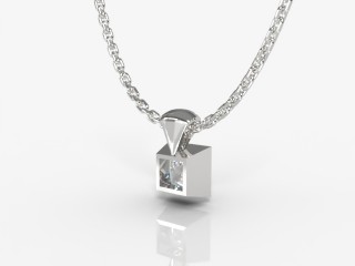 Platinum Princess-Cut Diamond Pendant  - 3