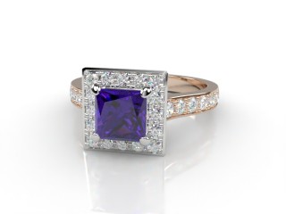 Natural Amethyst and Diamond Halo Ring. Hallmarked 18ct. Rose Gold-02-0412-8916