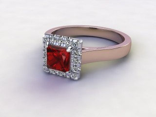 Natural Mozambique Garnet and Diamond Halo Ring. Hallmarked 18ct. Rose Gold-02-0417-8914