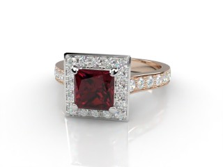 Natural Mozambique Garnet and Diamond Halo Ring. Hallmarked 18ct. Rose Gold-02-0417-8916