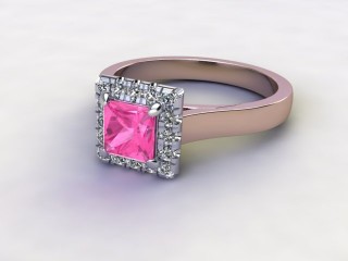 Natural Pink Sapphire and Diamond Halo Ring. Hallmarked 18ct. Rose Gold-02-0424-8914