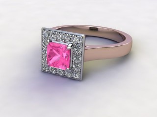 Natural Pink Sapphire and Diamond Halo Ring. Hallmarked 18ct. Rose Gold-02-0424-8917