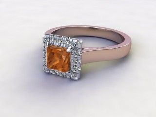 Natural Golden Citrine and Diamond Halo Ring. Hallmarked 18ct. Rose Gold-02-0433-8933