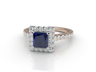 Natural Kanchanaburi Sapphire and Diamond Halo Ring. Hallmarked 18ct. Rose Gold-02-0447-8915