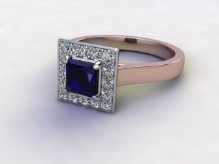 Natural Kanchanaburi Sapphire and Diamond Halo Ring. Hallmarked 18ct. Rose Gold-02-0447-8917
