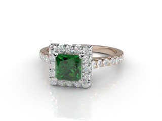 Natural Green Tourmaline and Diamond Halo Ring. Hallmarked 18ct. Rose Gold-02-0451-8915