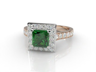 Natural Green Tourmaline and Diamond Halo Ring. Hallmarked 18ct. Rose Gold-02-0451-8916