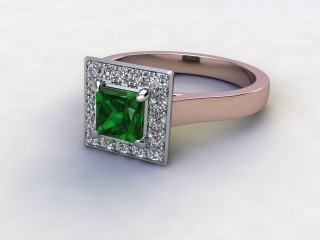 Natural Green Tourmaline and Diamond Halo Ring. Hallmarked 18ct. Rose Gold-02-0451-8917