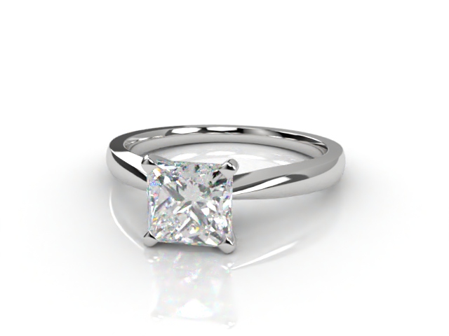Certificated Princess-Cut Diamond Solitaire Engagement Ring in 18ct. White Gold