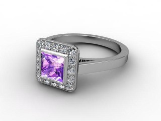 Natural Amethyst and Diamond Ring. 18ct White Gold-02-0512-9007