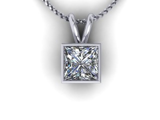 18ct. White Gold Princess-Cut Diamond Pendant - 6