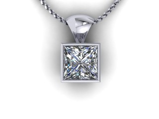 18ct. White Gold Princess-Cut Diamond Pendant - 6