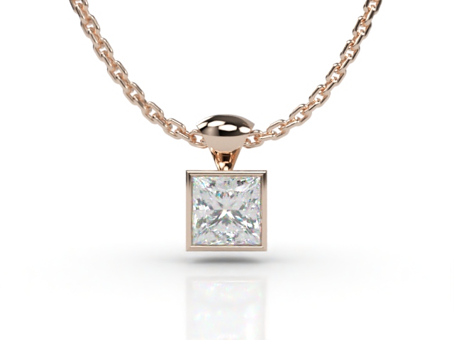 18ct. Rose Gold Princess-Cut Diamond Pendant 