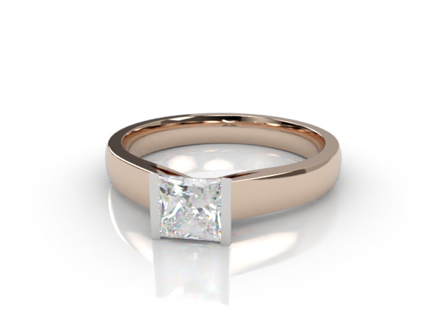 Certificated Princess-Cut Diamond Solitaire Engagement Ring in 18ct. Rose Gold, Platinum Set - Main Picture