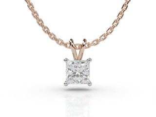 18ct. Rose Gold, Platinum Set Princess-Cut Diamond Pendant -02-24911