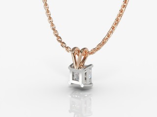 18ct. Rose Gold, Platinum Set Princess-Cut Diamond Pendant  - 3