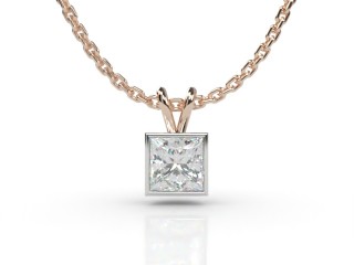 18ct. Rose Gold, Platinum Set Princess-Cut Diamond Pendant -02-24912