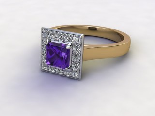 Natural Amethyst and Diamond Halo Ring. Hallmarked 18ct. Yellow Gold-02-2812-8917