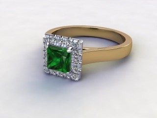 Natural Green Tourmaline and Diamond Halo Ring. Hallmarked 18ct. Yellow Gold-02-2851-8914