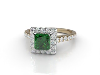 Natural Green Tourmaline and Diamond Halo Ring. Hallmarked 18ct. Yellow Gold-02-2851-8915