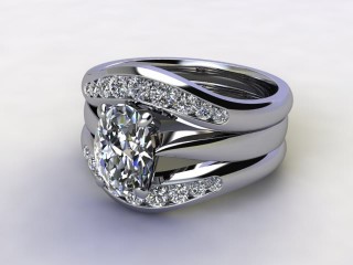 Bridal-Set | Platinum 3 Part Diamond Engagement Ring-Set, Round Brilliant-cut Certified Diamond Selected by You-03-0100-1414
