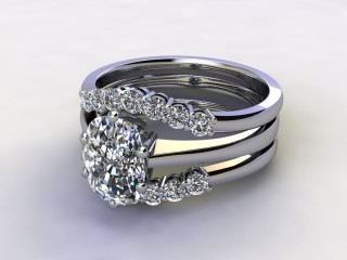 Bridal-Set | Platinum 3 Part Diamond Engagement Ring-Set, Round Brilliant-cut Certified Diamond Selected by You-03-0100-1415