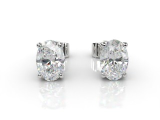 Platinum Classic 4 Claw Oval Diamond Stud Earrings-03-0120-0003
