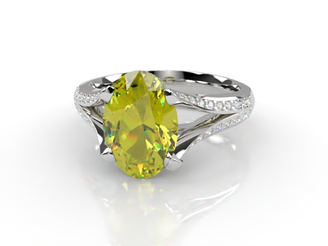 Natural Yellow Sapphire and Diamond Ring. Platinum (950)