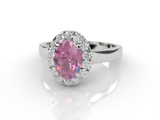Natural Pink Sapphire and Diamond Halo Ring. Hallmarked Platinum (950)-03-0124-8918