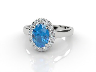 Natural Sky Blue Topaz and Diamond Halo Ring. Hallmarked Platinum (950)-03-0138-8918