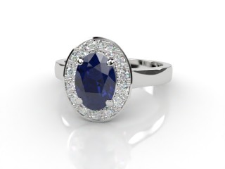Natural Kanchanaburi Sapphire and Diamond Halo Ring. Hallmarked Platinum (950)-03-0147-8920