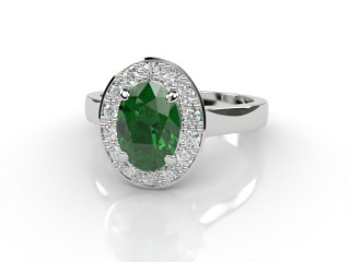 Natural Green Tourmaline and Diamond Halo Ring. Hallmarked Platinum (950)-03-0151-8920