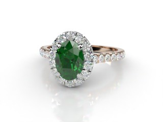 Natural Green Tourmaline and Diamond Halo Ring. Hallmarked 18ct. Rose Gold-03-0451-8919