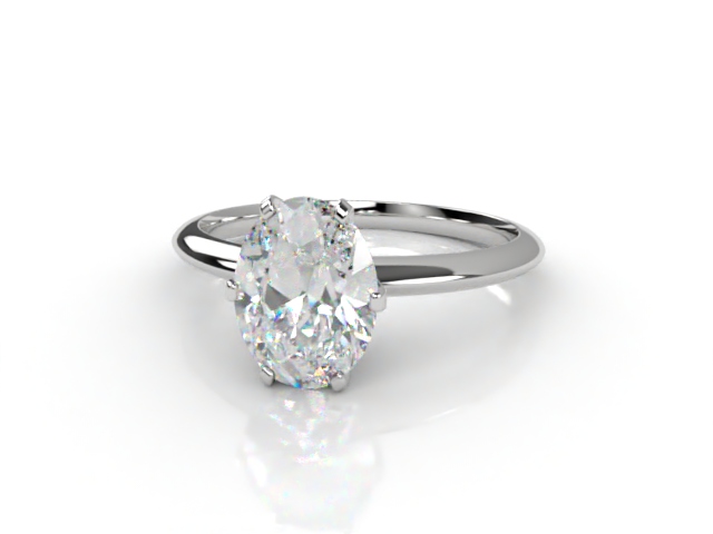 Certificated Oval Diamond Solitaire Engagement Ring in 18ct. White Gold - Main Picture