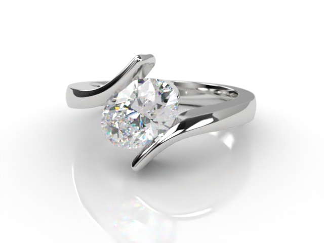 Certificated Oval Diamond Solitaire Engagement Ring in 18ct. White Gold - Main Picture