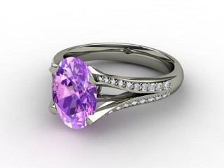 Natural Amethyst and Diamond Ring. 18ct White Gold-03-0512-9006